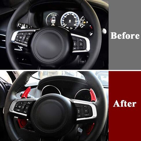 2Pcs Red Aluminum Paddle Shifter Car Steering Wheel Paddle Shifter Extension Cover for Jaguar F-Pace E-Pace XE XF XJ/for Land Rover Evoque, Discovery Range Rover Sport Accessories Trim (Red) in Saudi Arabia