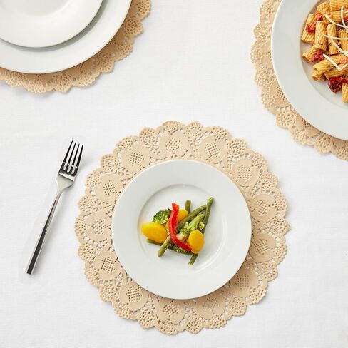 Juvale 250 Pack Round Paper Placemats for Cakes, Desserts, Light Brown Doilies for Food, Formal Events (12 in) in Saudi Arabia