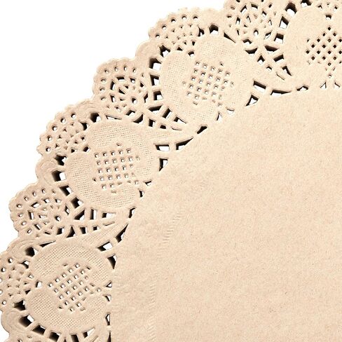 Juvale 250 Pack Round Paper Placemats for Cakes, Desserts, Light Brown Doilies for Food, Formal Events (12 in) in Saudi Arabia