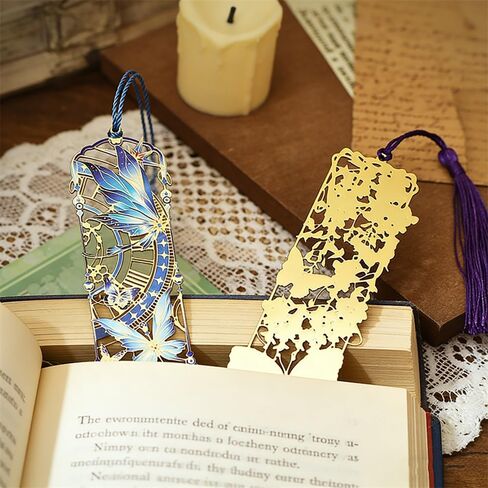 4Pcs Chinese Floral Butterfly Bookmark Set Hollow Flower Bookmarks with Tassels Aesthetic Reading Bookmarkers for Books Fancy Metal Bookmark Cute Book Marks Pretty Bookmarks for Women Book Lovers in Saudi Arabia