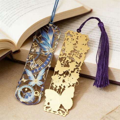 4Pcs Chinese Floral Butterfly Bookmark Set Hollow Flower Bookmarks with Tassels Aesthetic Reading Bookmarkers for Books Fancy Metal Bookmark Cute Book Marks Pretty Bookmarks for Women Book Lovers in Saudi Arabia