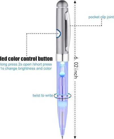 Pen with Light, 2 Pieces Lighted Up Pen, Battery Powered Light Color Changing Ballpoint Pens 7 In 1 Multicolor Lighted Tip Glow PenLights for Writing in The Dark in Saudi Arabia