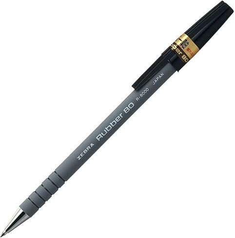 قلم حبر جاف زيتي من زيبرا B-R-8000-BK، مطاط 80، أسود، 10 أقلام in Kuwait
