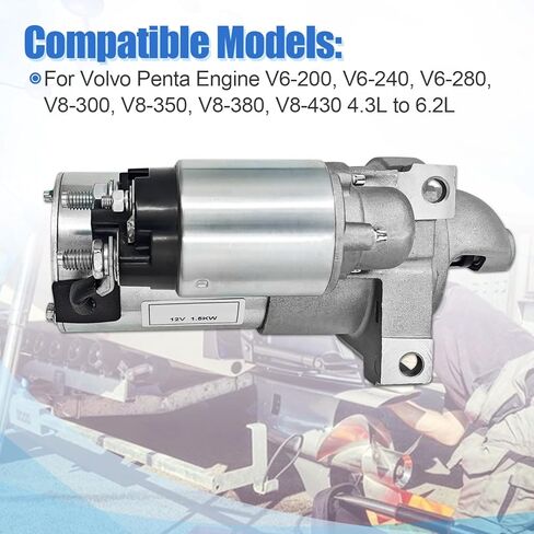 21677590 24074116 Starter Motor 12V 1.5KW Compatible with Volvo Penta Engine V6-200 V6-240 V6-280 V8-300 V8-350 V8-380 V8-430 4.3L 6.2L Replace in Saudi Arabia