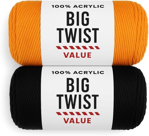 Big Twist Value Yarn 2-Pack Varsity Bundle-Varsity Orange and Black, 100% Acrylic, 6oz Skeins (380 yds Each) 2 Colors 1 Skein Each. in Kuwait