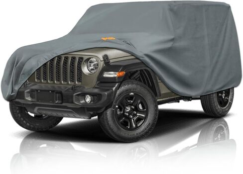 Waterproof Heavy Duty Car Cover Custom Fit Jeep Wrangler 4 Dr/Unlimited 4 Door JK JL(1987-2026), Outdoor Covers with Cotton Liner, Full Exterior Cover Sun Rain Snow UV Protection with Zipper Door in Saudi Arabia