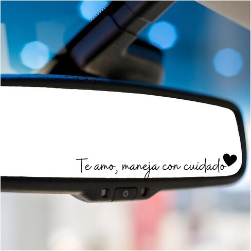 ملصق Te Amo Maneja con Cuidado لمرآة الرؤية الخلفية 3 عبوات - ملصق I Love You Drive آمن للأشعة فوق البنفسجية DTF للرؤية الخلفية، هدايا سيارة لصديقها وصديقتها وزوجها وعيد الحب (أبيض، 3) in Kuwait