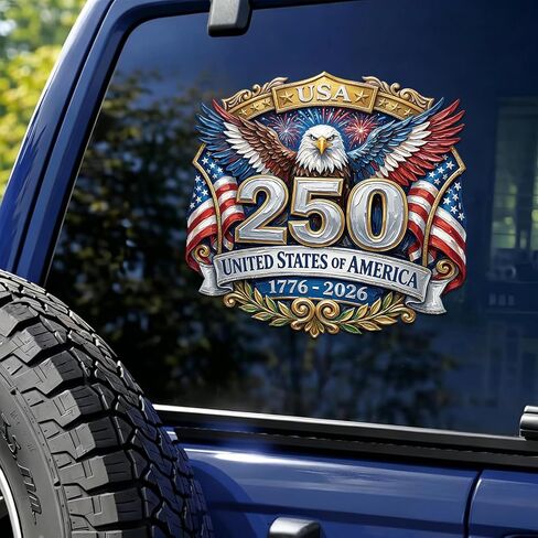 250th Anniversary USA Car Decal Sticker - 2Pcs America 250 Patriotic Stickers 1776-2026 America 250 Years Sticker 4th of July Back Window Decals for Trucks, Car, Pickup in Saudi Arabia