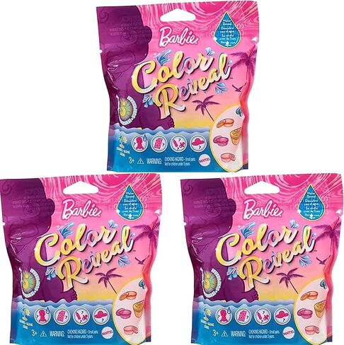 Barbie Color Reveal Baby Doll Sand & Sun Series (Bundle of 3) | 5 Surprise Reveals per Doll, Floatable Fruit Case & Accessories, Ages 3–9 in Kuwait