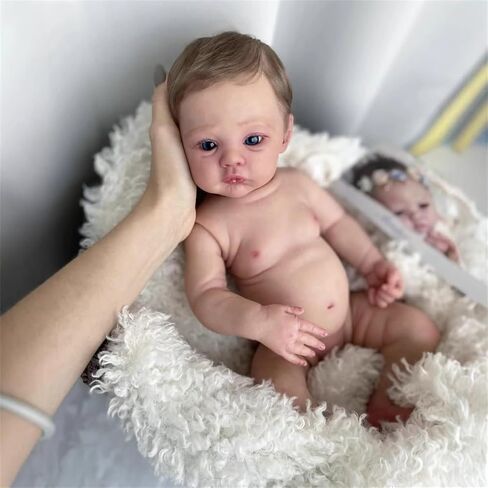 Lifelike Reborn Baby Dolls Silicone Full Body Boy Open Eyes 18 Inch Newborn Vinyl Baby Doll Boy Washable Silicone Baby Dolls Real Life Babies that Look Real Reborn Doll with Accessories for Kids in Saudi Arabia