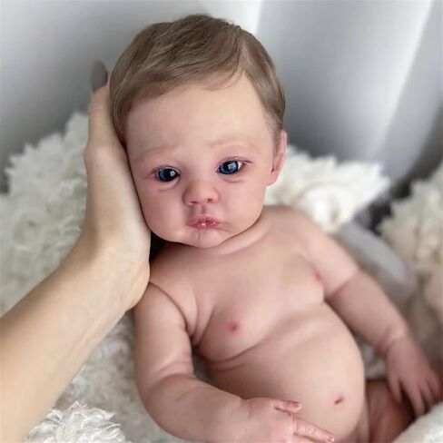 Lifelike Reborn Baby Dolls Silicone Full Body Boy Open Eyes 18 Inch Newborn Vinyl Baby Doll Boy Washable Silicone Baby Dolls Real Life Babies that Look Real Reborn Doll with Accessories for Kids in Saudi Arabia