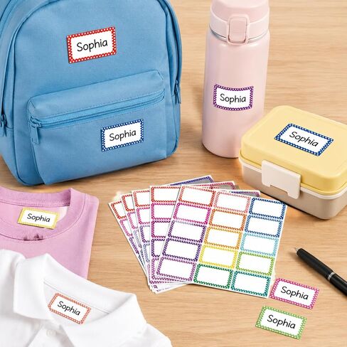 Self Adhesive Name Tags, 300 Pcs Blank Name Labels with 15 Vibrant Colors Waterproof Tear Resistant No Residue for School Office Party Events in Kuwait