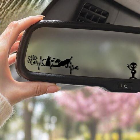 2Pack Cat Flower Car Mirror Decal,Cute Rear View Mirror Sticker,Funny Waterproof Vinyl Decals for Interior Decor,Laptop,Bathroom Mirror,Car Accessories Cat Love Gifts for Women Men in Saudi Arabia