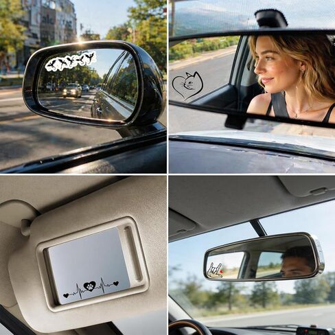 2Pack Cat Flower Car Mirror Decal,Cute Rear View Mirror Sticker,Funny Waterproof Vinyl Decals for Interior Decor,Laptop,Bathroom Mirror,Car Accessories Cat Love Gifts for Women Men in Saudi Arabia