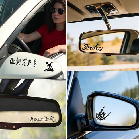 2Pack Cat Flower Car Mirror Decal,Cute Rear View Mirror Sticker,Funny Waterproof Vinyl Decals for Interior Decor,Laptop,Bathroom Mirror,Car Accessories Cat Love Gifts for Women Men in Saudi Arabia