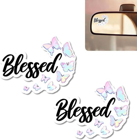 2Pack Cat Flower Car Mirror Decal,Cute Rear View Mirror Sticker,Funny Waterproof Vinyl Decals for Interior Decor,Laptop,Bathroom Mirror,Car Accessories Cat Love Gifts for Women Men in Saudi Arabia