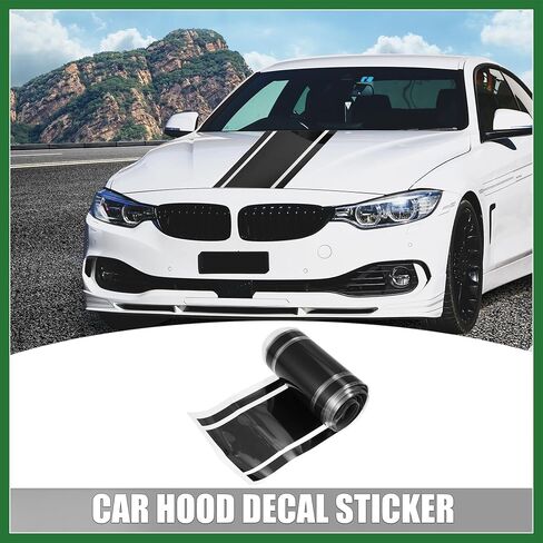 Motoforti 3.94"x70.87" Car Hood Stripe Pattern Sticker Auto Exterior Decal Decoration for Car Hood Roof Trunk Skirt Bumper Black Long-Lasting in Kuwait