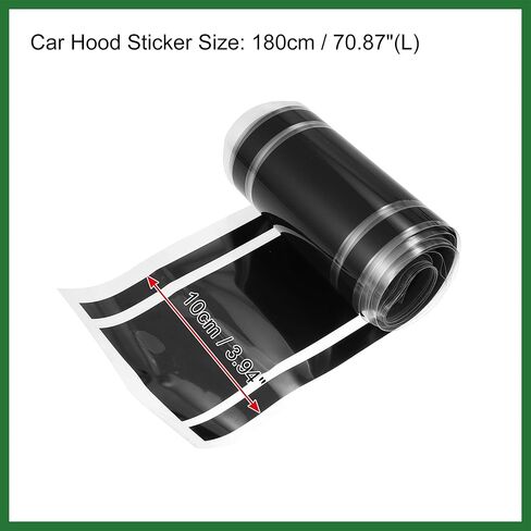 Motoforti 3.94"x70.87" Car Hood Stripe Pattern Sticker Auto Exterior Decal Decoration for Car Hood Roof Trunk Skirt Bumper Black Long-Lasting in Kuwait