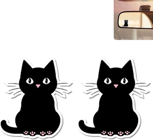 2Pack Cat Flower Car Mirror Decal,Cute Rear View Mirror Sticker,Funny Waterproof Vinyl Decals for Interior Decor,Laptop,Bathroom Mirror,Car Accessories Cat Love Gifts for Women Men in Saudi Arabia