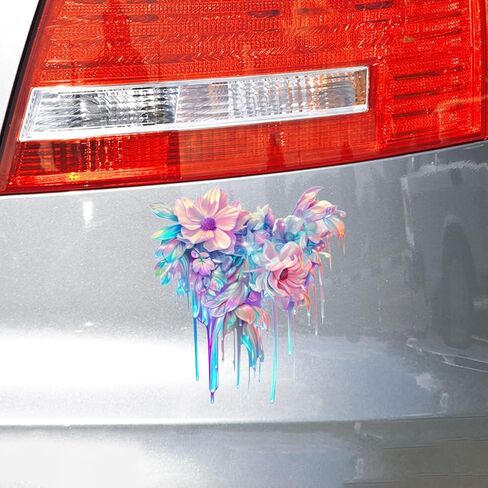 Colorful Fluid Paint Pattern Car Sticker Decal, Auto Waterproof Reflective Scratch Hidden Bumper Stickers, Vinyl Vehicle Exterior Decoration Accessories for Wall Window Laptop (6.3 Inch) in Saudi Arabia