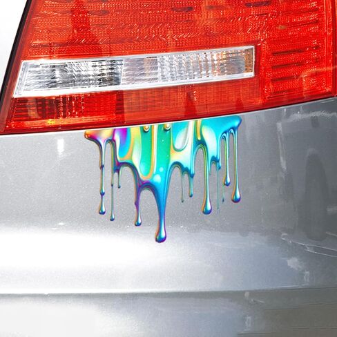 Colorful Fluid Paint Pattern Car Sticker Decal, Auto Waterproof Reflective Scratch Hidden Bumper Stickers, Vinyl Vehicle Exterior Decoration Accessories for Wall Window Laptop (6.3 Inch) in Saudi Arabia