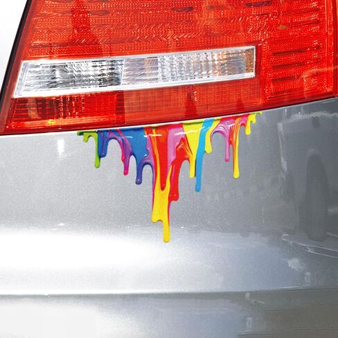 Colorful Fluid Paint Pattern Car Sticker Decal, Auto Waterproof Reflective Scratch Hidden Bumper Stickers, Vinyl Vehicle Exterior Decoration Accessories for Wall Window Laptop (6.3 Inch) in Saudi Arabia