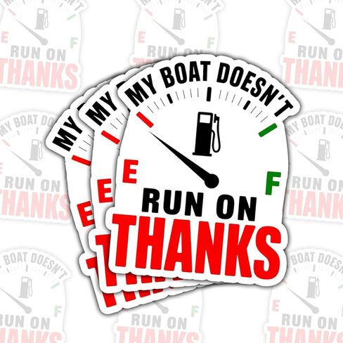(3 قطع) ملصق My Boat Don't Run on Thanks - ملصق فينيل مقتبس من وقود القوارب المضحك مقاوم للماء للمقطورة، صندوق الأدوات، الكوب، RV، الكمبيوتر المحمول (3 قطع - 3 بوصات) in Kuwait