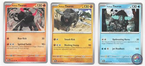 Paldean Tauros 018/191 – Surgeing Sparks – مجموعة بطاقات Pokemon Trio – مكافحة الحرائق بالمياه in Kuwait