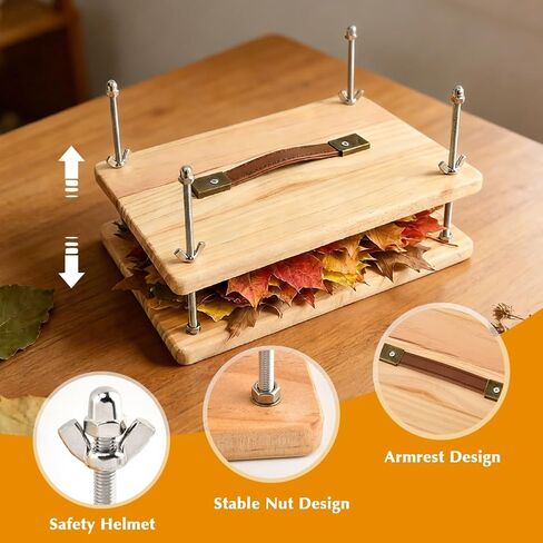 Wooden Book Press, Book Binder kit, 11.6 * 7.7 Large Craft Press with Comfort Grip Handle & Non-Slip Round Foot Pads, Protective Gloves, Cleaning Blade, for DIY & Beginners Bookbinding in Saudi Arabia