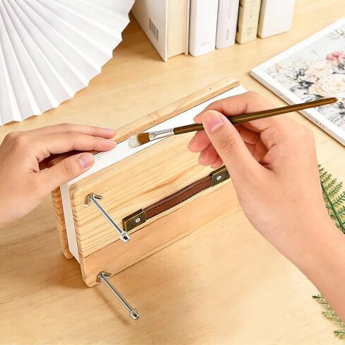 Wooden Book Press, Book Binder kit, 11.6 * 7.7 Large Craft Press with Comfort Grip Handle & Non-Slip Round Foot Pads, Protective Gloves, Cleaning Blade, for DIY & Beginners Bookbinding in Saudi Arabia