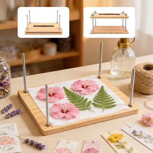 Wooden Book Press, Book Binder kit, 11.6 * 7.7 Large Craft Press with Comfort Grip Handle & Non-Slip Round Foot Pads, Protective Gloves, Cleaning Blade, for DIY & Beginners Bookbinding in Saudi Arabia