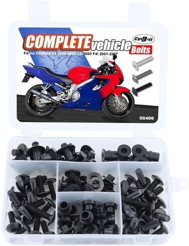 مجموعات مسامير هدية كاملة تناسب CBR600 F4 1999-2000، CBR600 F4i 2001-2007، CBR 600 F4/ F4i مجموعة كاملة من براغي القلنسة هدية تركيب عدة استبدال صامولة الغسالة in Kuwait