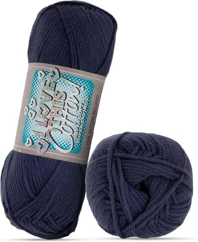 Hobby Lobby I Love This Cotton Medium Soft Skein Yarn for Crocheting & Knitting Blankets, Hats & Accessories, 180 Yards of 100% Cotton Yarn, Dark Denim in Kuwait