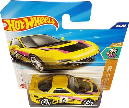 العجلات الساخنة - ´95 Mazda RX-7 Drift - HW: ´70s مقابل ´90s 9/10 - HYY95 - بطاقة قصيرة - أصفر - Mattel 2025-1:64 in Kuwait