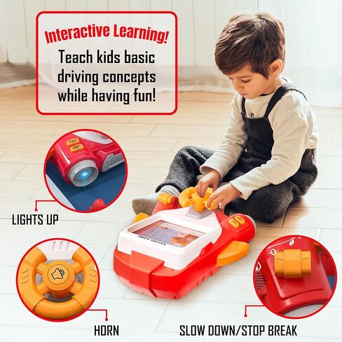 Kiddie Play Kids Racing Car Steering Wheel Toy - Interactive Driving Simulator with Lights and Sounds - Perfect for Toddlers - Fun Game for Car Seat and Home Play in Kuwait