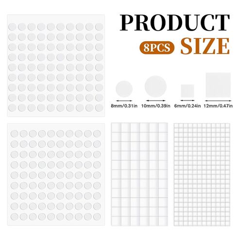10 Sheet/1060 Pcs Foam Adhesive Squares and Circles, Double Sided 3D Craft Foam Tape Double Sided Sticky Dots for Art Crafts DIY Handmade Card Making Office Supplies (6mm 8mm 10mm 12mm) in Kuwait