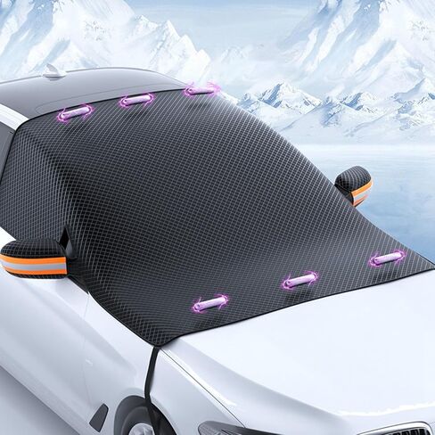 Shkalacar Car Windshield Cover for Ice and Snow Windshield Sun Shade for Automobiles All Weather Magnetic Reflective Car Snow Cover with 6 Magnets for Most Cars SUV MPV in Kuwait
