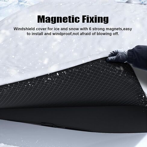 Shkalacar Car Windshield Cover for Ice and Snow Windshield Sun Shade for Automobiles All Weather Magnetic Reflective Car Snow Cover with 6 Magnets for Most Cars SUV MPV in Kuwait