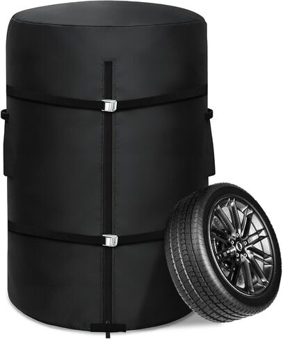 Tire Cover Waterproof Seasonal Spare Tire Storage Bag for 28" Diameter Tires, with 2 Adjustable Straps, All-Season Protection for Indoor & Outdoor Use (Black) in Kuwait