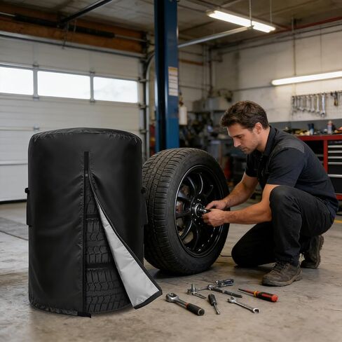 Tire Cover Waterproof Seasonal Spare Tire Storage Bag for 28" Diameter Tires, with 2 Adjustable Straps, All-Season Protection for Indoor & Outdoor Use (Black) in Kuwait