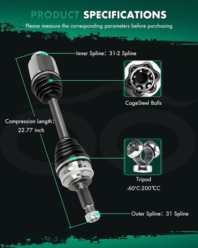 SCITOO Front Right CV Axle Drive Shaft Assembly Fit for Ford Edge 3.5L 2007-2014,for Ford Edge 3.7L 2011-2014,for Lincoln MKX 3.5L 2007-2010,for Lincoln MKX 3.7L 2011-2015 NCV11509,66-2190 FWD in Kuwait