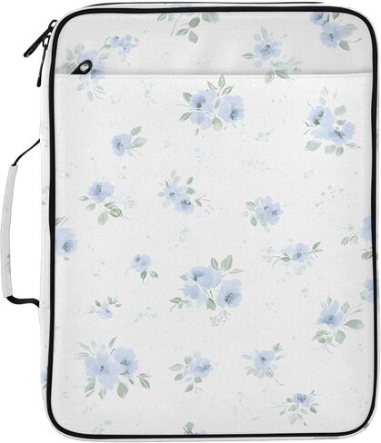ALAZA Blue Flowers Small Floral White 3 Ring Binder Bag with 7-Pocket Accordion File Organizer, Letter Size, Expandable Filing Folder Portfolio & Case Ring Binders in Kuwait