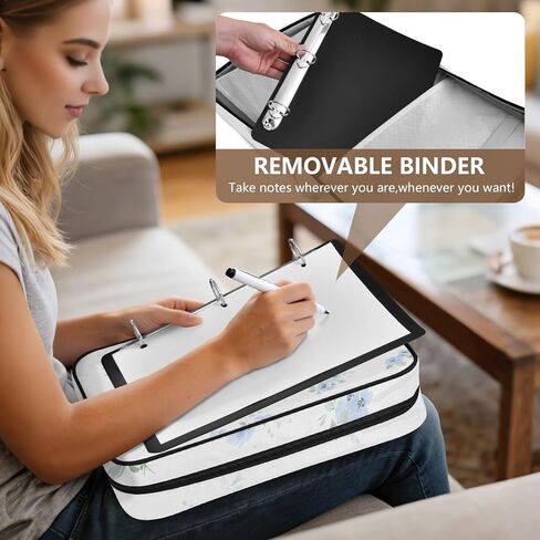 ALAZA Blue Flowers Small Floral White 3 Ring Binder Bag with 7-Pocket Accordion File Organizer, Letter Size, Expandable Filing Folder Portfolio & Case Ring Binders in Kuwait