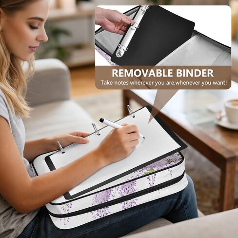 ALAZA Purple Lavender 3 Ring Binder Bag with 7-Pocket Accordion File Organizer, Letter Size, Expandable Filing Folder Portfolio & Case Ring Binders in Kuwait