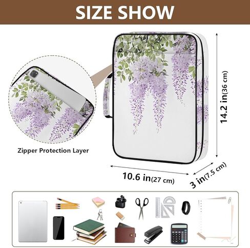 ALAZA Purple Lavender 3 Ring Binder Bag with 7-Pocket Accordion File Organizer, Letter Size, Expandable Filing Folder Portfolio & Case Ring Binders in Kuwait