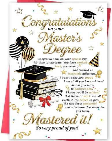 Missonemi Master’s Degree Graduation Card, Congratulations on Your Master’s Degree Card, Master’s Graduation Card, Proud of You Graduate Card, Graduate School Graduation Greeting Card in Saudi Arabia