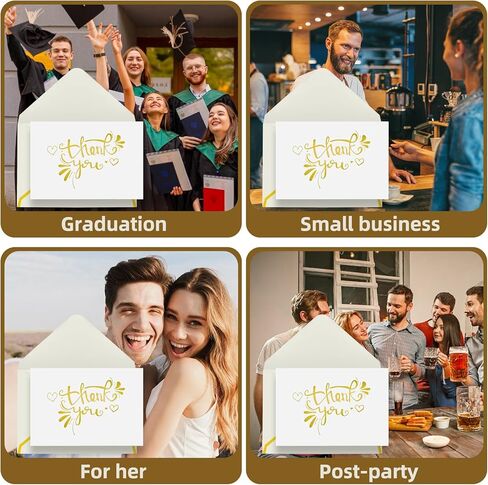 Gold Foil Thank You Cards with Envelopes, 110pcs Bulk Set(25 Pack), 350GSM Heavy Duty Thank You Notes with Matching Stickers & Address Labels for Wedding, Small Business,Bridal Shower, Customer Appreciation in Kuwait