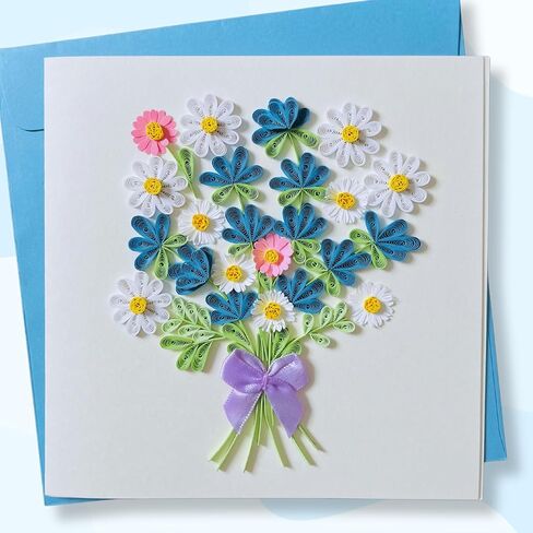 Quilling Cards, handmade card, quilled cards with Handmade Art Quilling birthday card for women, Birthday card, mother... colorful heart design (Flowers Heart 1) in Saudi Arabia