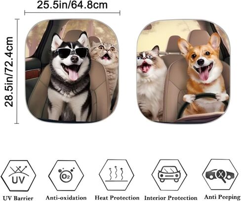 Drving Corgi Car Windows Front Sunshade السيارات الزجاج الأمامي الشمس الظل 2 قطعة السيارات الظل عاكس سيارة ظلة الأشعة فوق البنفسجية حماية الشمس والدليل السيارات الظل in Kuwait
