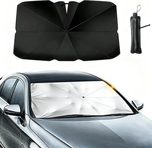 2026 Car Windshield Sun Shade Umbrella, Foldable Front Window Sunshade, 5-Layer UV Block & Heat Insulation Protection, Medium 55"x31" for Mid-Size Sedan in Saudi Arabia
